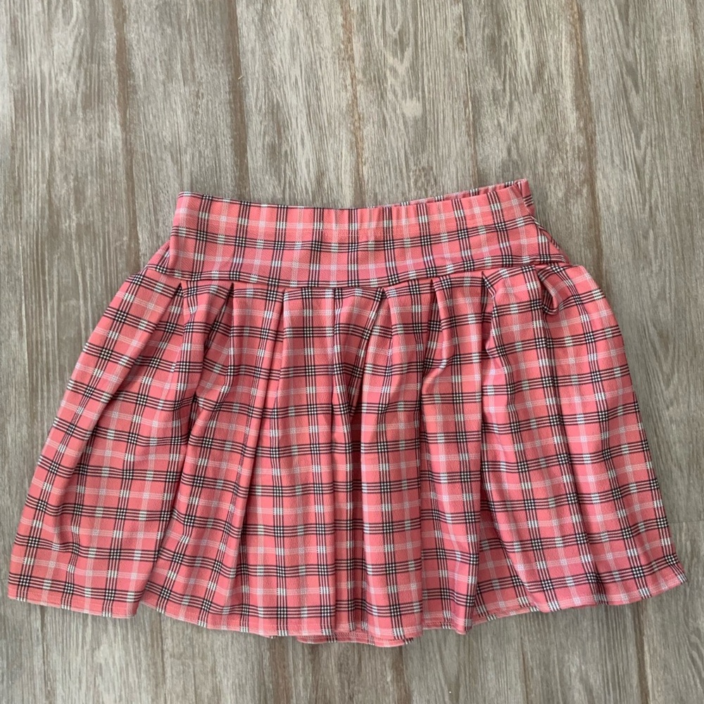 Boohoo Plus Pink and Gray Skater Mini Skirt